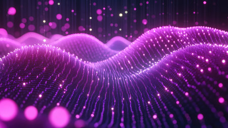 Close-up of a quantum dot with nanoscale structures and glowing elements, representing advanced nanotechnology.の素材