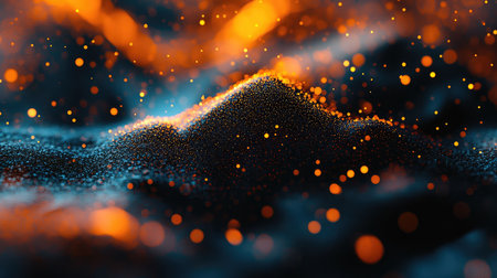 Close-up of a quantum dot with nanoscale structures and glowing elements, representing advanced nanotechnology.の素材