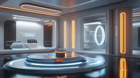 Futuristic energy facility harnessing fusion power with glowing plasma reactors.の素材