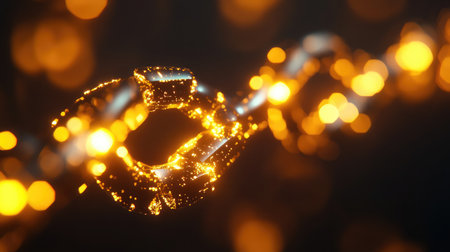 Futuristic quantum communication device with glowing entangled particles, symbolizing secure data transmission.の素材