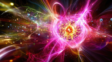 Futuristic interface displaying quantum algorithms and complex data visualizations, representing quantum computing applications.の素材