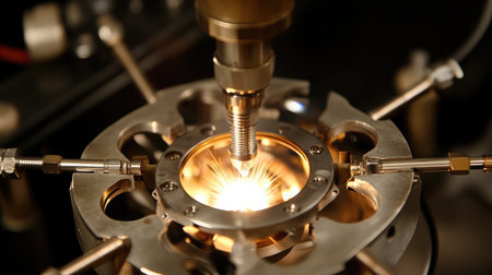 Robotic arm welding components in an automotive manufacturing plant.の素材