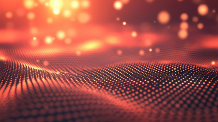 Close-up of a quantum interference pattern with bright and dark fringes, symbolizing wave-particle duality.の素材