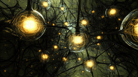 Futuristic quantum computing cloud infrastructure with interconnected nodes and glowing data streams, symbolizing distributed computing.の素材