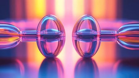 Abstract D rendering of a quantum teleportation process with entangled particles and energy transfer.の素材