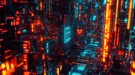 A close-up of a microchip embedded with AI algorithms, highlighting the intricate design and complexity of artificial intelligence hardware.の素材