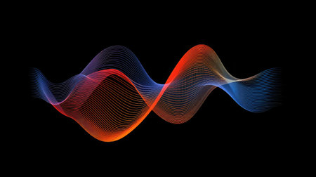 Abstract representation of a quantum harmonic oscillator with energy levels and wave functions.の素材