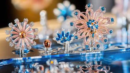 Close-up of a quantum Hall effect device with intricate designs and magnetic fields, symbolizing advanced physics phenomena.の素材