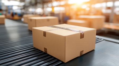 Robotic arm packaging products in a high-speed manufacturing facility.の素材