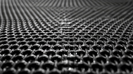 Close-up of a nanofiber mesh used in filtration systems, highlighting its fine structure and efficiency.の素材