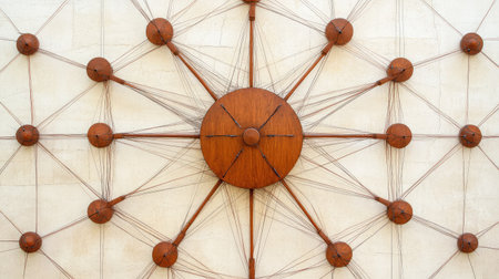 Close-up of a decentralized network diagram illustrating nodes and connections, representing blockchain's distributed nature.の素材