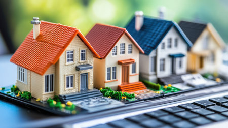 High-detail image of a blockchain-based real estate transaction, ensuring transparent property deals.の素材