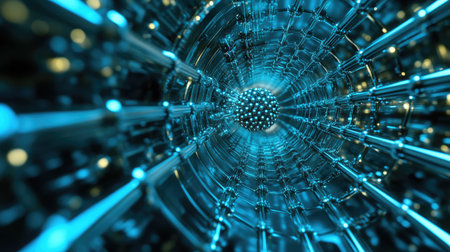 High-resolution image of a nanostructured catalyst accelerating a chemical reaction, showcasing efficiency in industrial processes.の素材