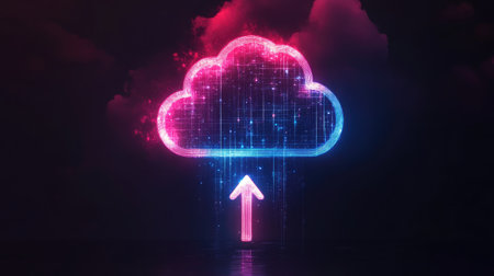 A cloud icon with a download arrow, representing cloud-based data retrieval and storage solutions.の素材