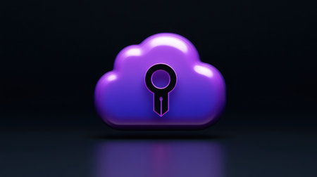 A cloud icon with a keyhole, symbolizing secure access to cloud-based data and applications.の素材