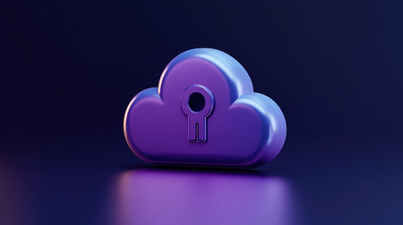 A cloud icon with a keyhole, symbolizing secure access to cloud-based data and applications.の素材