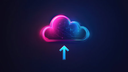 A cloud icon with a download arrow, representing cloud-based data retrieval and storage solutions.の素材