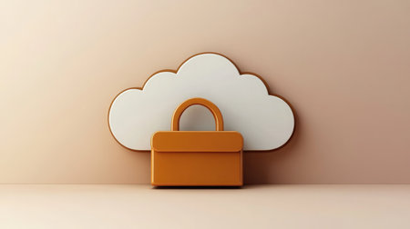 A cloud symbol with a briefcase, depicting business solutions and enterprise resource planning through cloud services.の素材