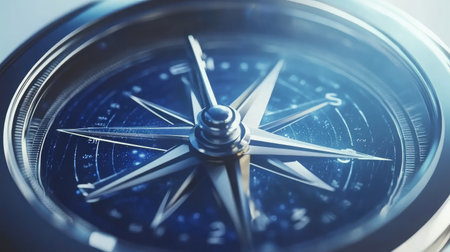 A digital compass with data points, symbolizing big data in navigation.の素材