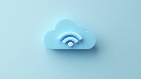 A cloud symbol with a Wi-Fi signal, illustrating wireless access to cloud resources.の素材