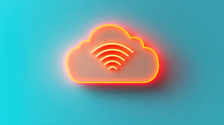 A cloud symbol with a Wi-Fi signal, illustrating wireless access to cloud resources.の素材