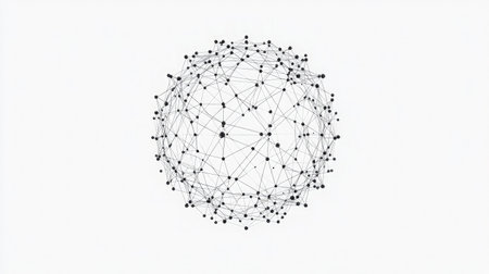 A network of connected dots forming a globe, representing global big data networks.の素材