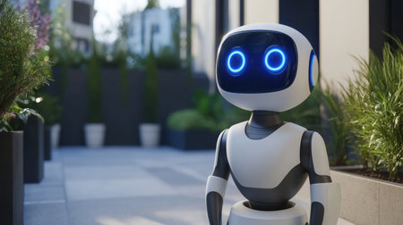 A self-learning chatbot interface responding to queries, exemplifying machine learning in customer service.の素材