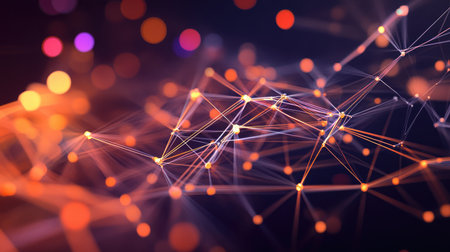 A holographic display of interconnected data streams, symbolizing big data flow.の素材