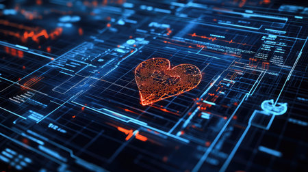 A medical interface displaying patient data and analytics, illustrating big data in healthcare.の素材