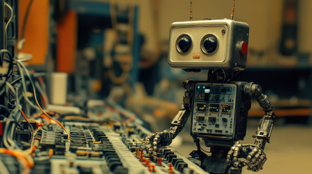 A self-learning chatbot interface responding to queries, exemplifying machine learning in customer service.の素材