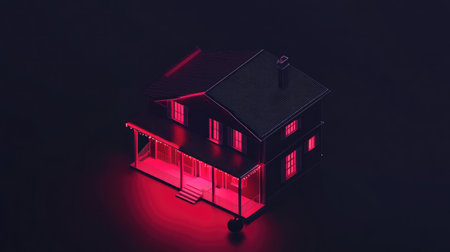 A smart home with interconnected devices sharing data, representing big data in IoT.の素材