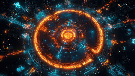 Visualization of a city's public safety network utilizing drones for surveillance and emergency response.の素材