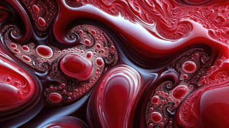 An abstract fractal design in shades of red, forming complex patterns and shapes, perfect for futuristic or tech-themed backgrounds.の素材