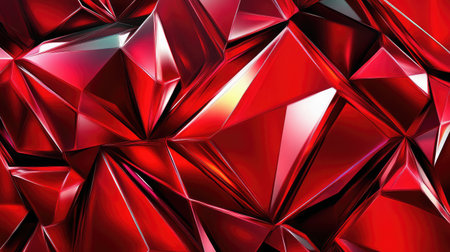 An abstract geometric pattern featuring various shades of red triangles and polygons, creating a modern and dynamic background.の素材
