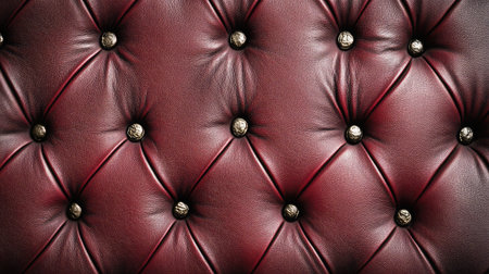 A close-up of a red leather texture, highlighting the fine grain and rich color, suitable for backgrounds requiring a luxurious feel.の素材