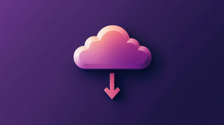 A cloud icon with a download arrow, representing cloud-based data retrieval and storage solutions.の素材