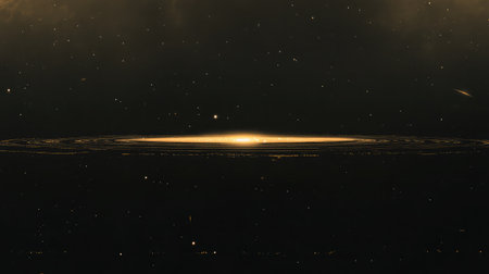 A panoramic view of the Sombrero Galaxy, with its bright core and extensive dust lane giving it a hat-like appearance against the cosmic backdrop.の素材
