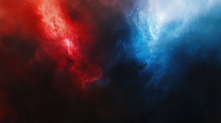 A high-definition image of the Trifid Nebula, showcasing its tri-colored regions of red, blue, and dark nebulosity in stunning contrast.の素材