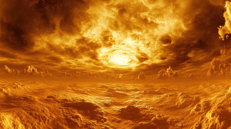 A close-up of Venus' cloud-covered surface, highlighting its thick, toxic atmosphere and the subtle variations in its cloud patterns.の素材