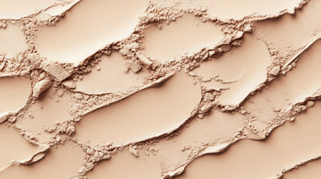 This image showcases a creamy foundation texture with wavy lines against a beige backdrop, perfect for beauty and skincare promotions, emphasizing smoothness and quality.の素材