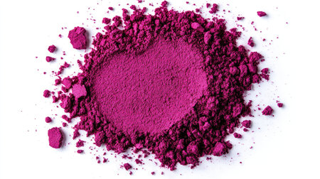 A bright magenta pigment powder is elegantly spread on a smooth white surface, ideal for showcasing artistic creativity and vibrant design elements in various projects.の素材