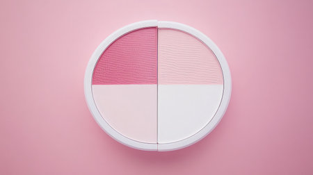 A beautifully arranged soft pink makeup palette set against a delicate pink background, ideal for beauty branding and cosmetic promotional material.の素材
