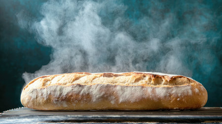 A freshly baked bread loaf with steam rising, resting on a cooling rack. This image captures the essence of home baking, evoking warmth and comfort.の素材