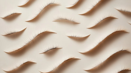 A captivating display of artificial eyelashes artistically arranged to showcase variety and texture, perfect for beauty marketing and inspiration in fashion photography.の素材