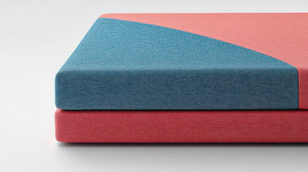 Explore the modern design of a colorful mattress featuring textured fabric in red and blue, perfect for enhancing comfort and style in contemporary interiors.の素材