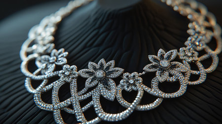 Discover a stunning diamond necklace featuring intricate floral designs and exceptional craftsmanship, perfect for enhancing any outfit with elegance and charm.の素材