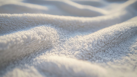 A close-up image of a soft white towel fabric that showcases gentle textures, ideal for home decor, cozy themes, and lifestyle imagery conveying relaxation and comfort.の素材
