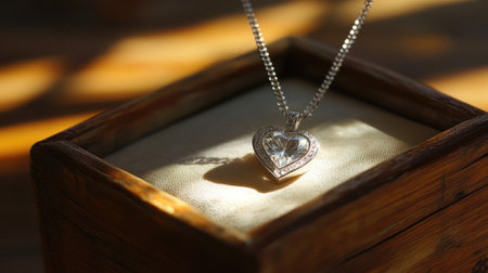 This heart-shaped pendant necklace with sparkling stones shines beautifully, making it an ideal gift for special occasions or a sophisticated accessory for any outfit.の素材