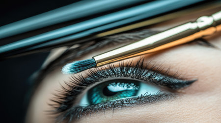 A stunning close-up image of an eye adorned with dramatic eyeliner, highlighting the beauty of makeup application and vibrant colors in cosmetic artistry.の素材