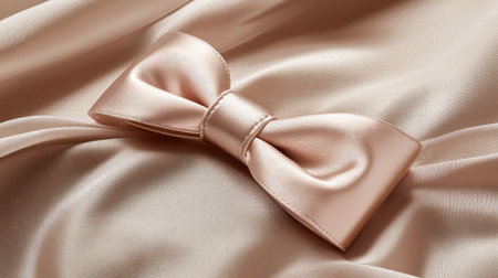 A beautiful satin bow rests elegantly on a smooth fabric surface, ideal for enhancing any elegant event. Perfect for weddings, gifts, and stylish decorations.の素材